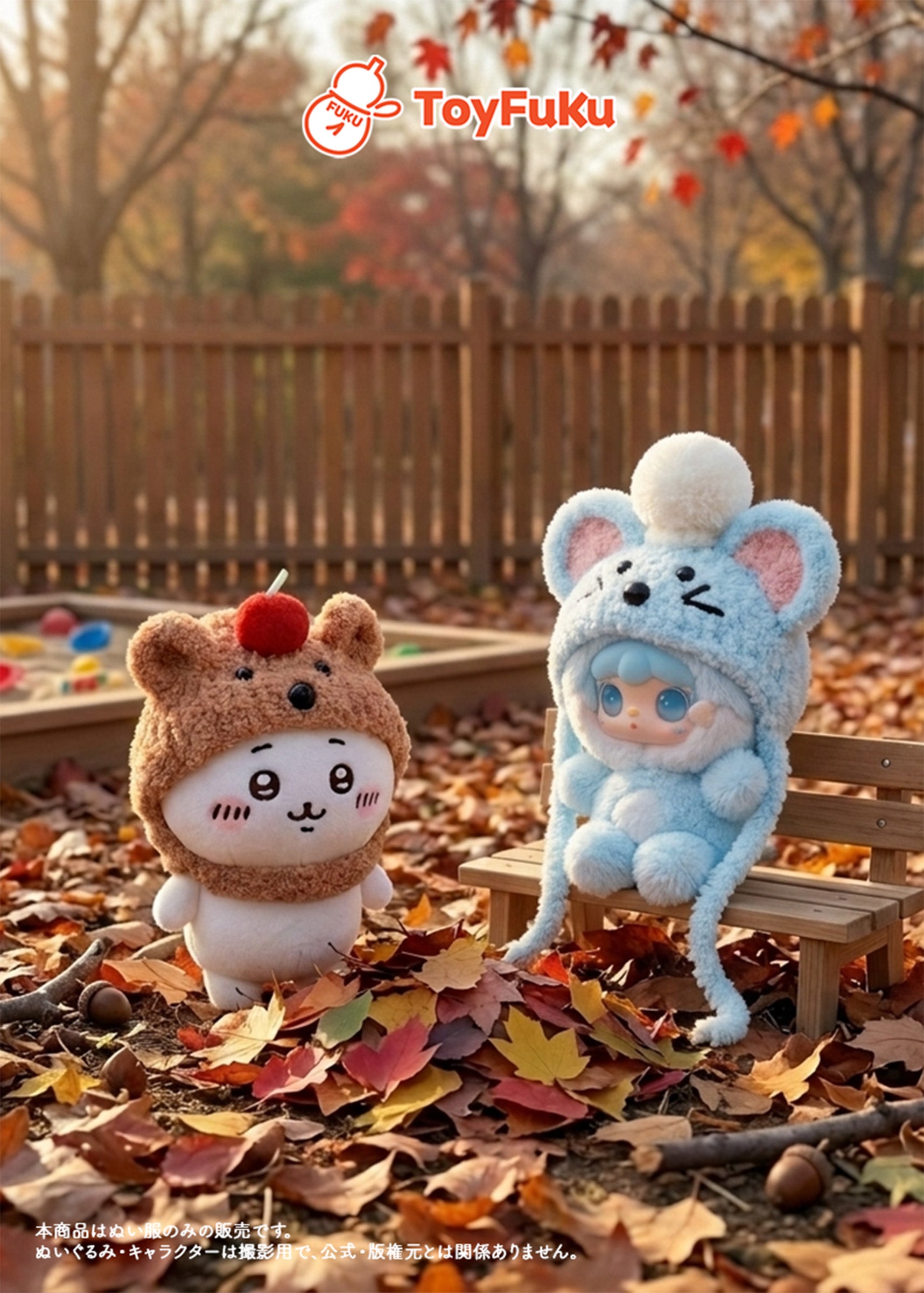 ToyFuKu推しぬい15cm！ToyHat・アニマルニット帽。ふわもこ耳当て付き